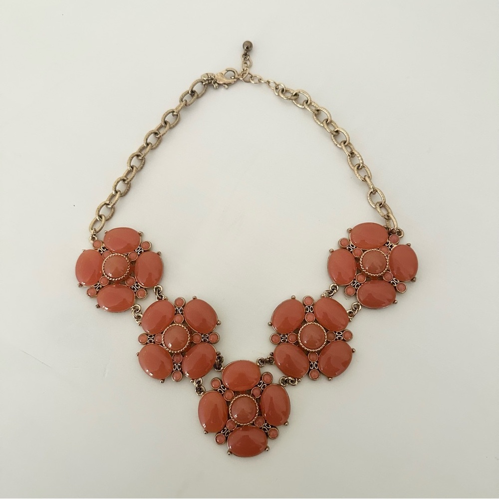 Talbots Gold-Tone and Coral Chunky Floral Statement Necklace - Women's Jewelry